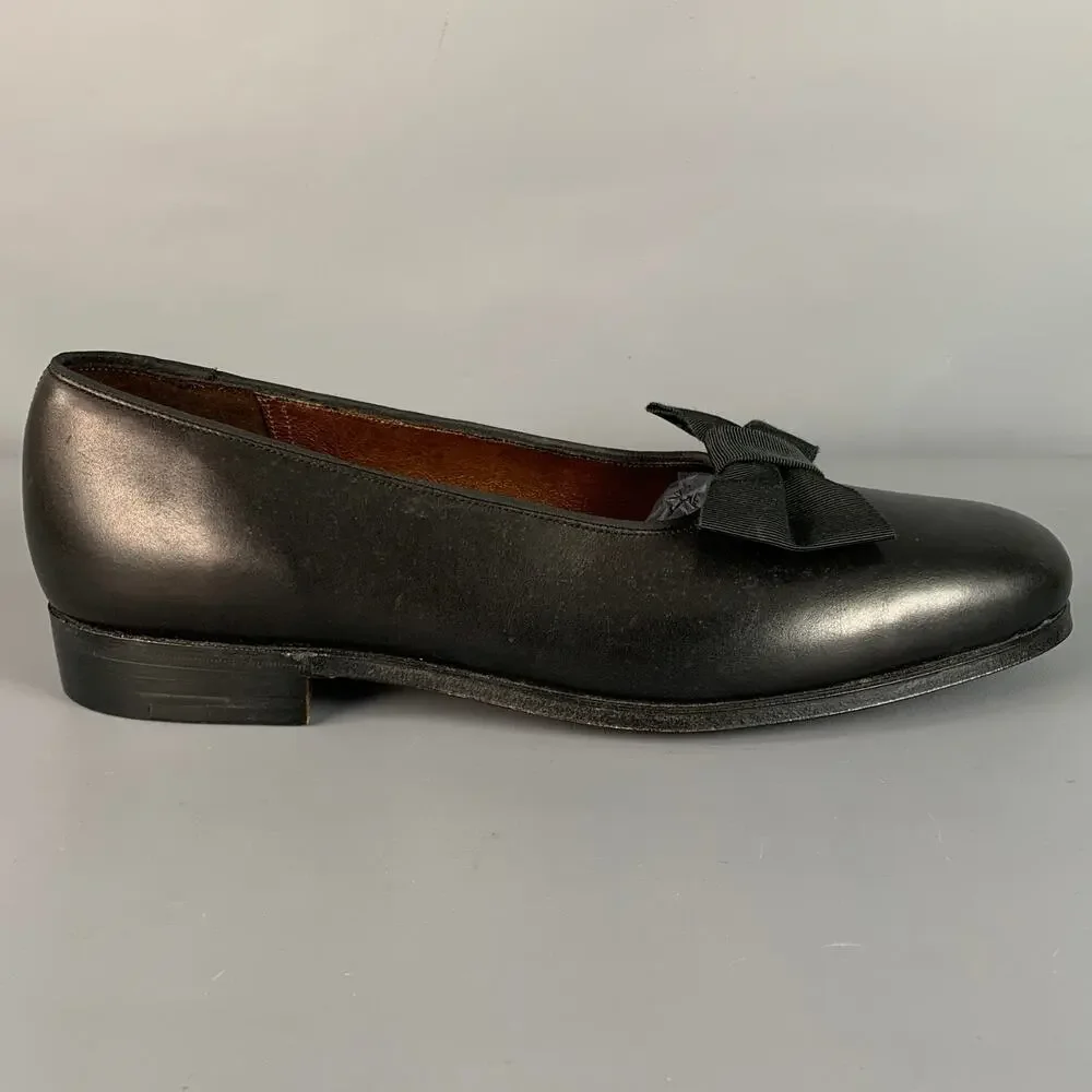 PAUL STUART x GRENSON Size 6.5 Black Leather Bow Loafers